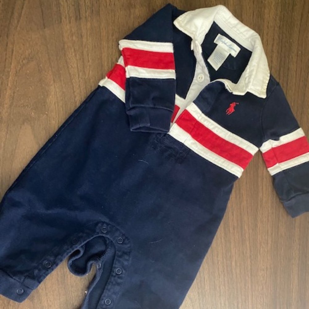 -5 for $25-Ralph Lauren Romper 3m navy blue & red